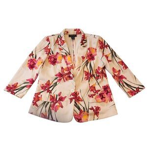 New York Clothing Company floral blazer shoulder pads button front size medium
